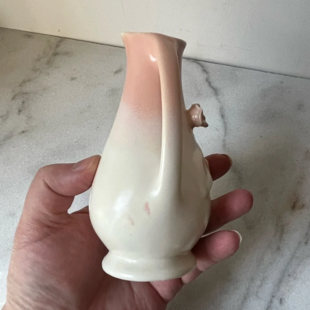 Elegant Pink and Cream Ceramic Vase 5.5” vintage